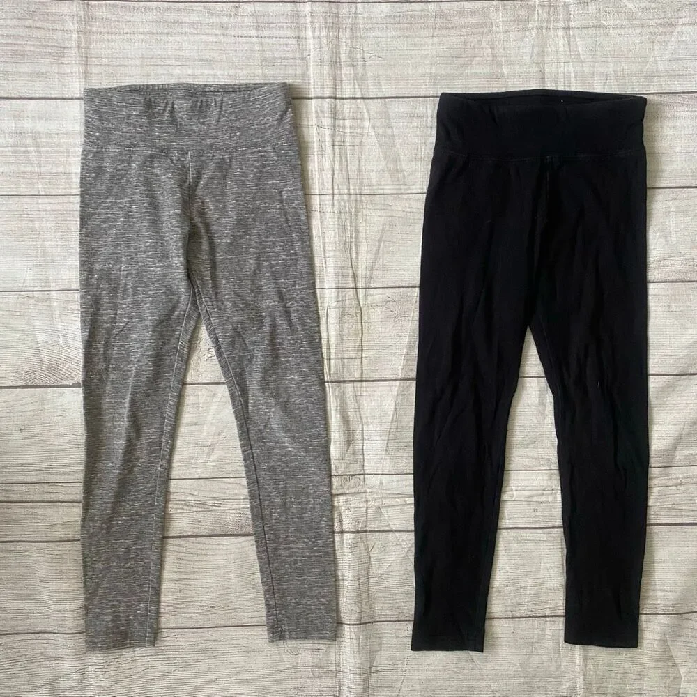 Justice youth girls 8 bundle of pull on leggings black & grey